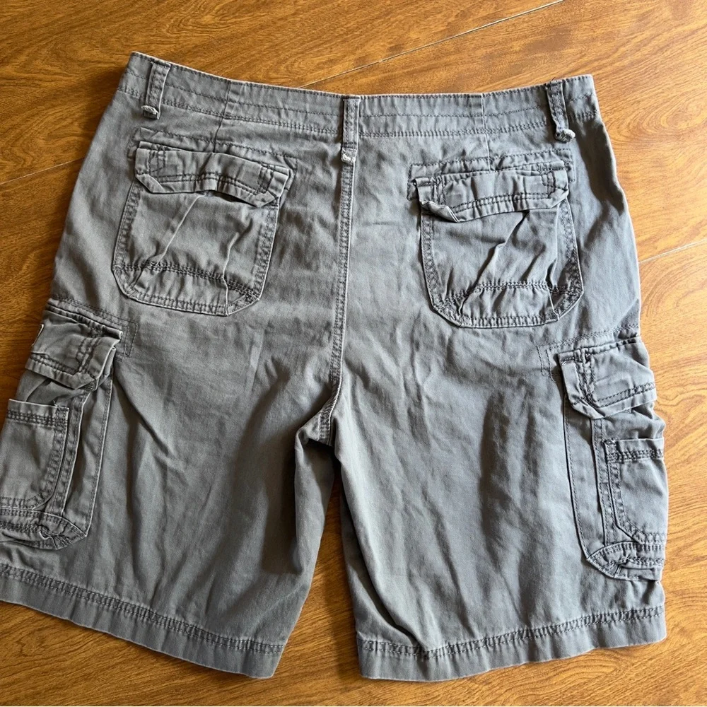 UNIONBAY Mens Gray Canvas 100% Cotton Cargo Utility Shorts Size 38